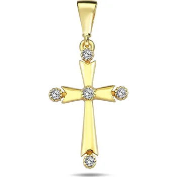 Přívěsek Lillian Vassago Zlatý přívěsek křížek zdobený zirkony LLV98-GP085Y