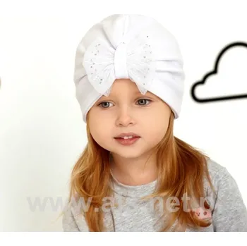 Čepice Dívčí čepice s mašlí Ajs 46 - 058 barva: pudrová, Rozměr: 50