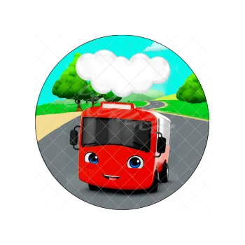 Jedlá dekorace na dort ČERVENÝ AUTOBUS, VARIANTA Jedlý papír 1748