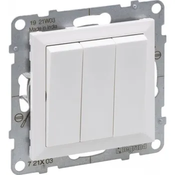 vypínač LEGRAND 721103 SUNO trojitý spínač jednopólový, bílá