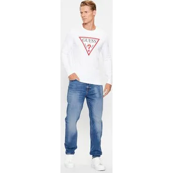 Pánská košile Guess S dlouhým rukávem Original Logo M2YI31 I3Z14 Bílá Slim Fit XXL