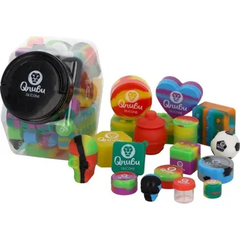 Qnubu Silicone Rosin Mix L, silikonové pouzdro, BOX 58 ks (Nepřilnavý materiál FDA. Kompletní sortiment pouzder Qnubu Silicone na extrakty v pohodlné a atraktivní dóze. Display box obsahuje 58 kusů různých designů.)