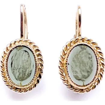 Náušnice Zlaté náušnice s vltavíny 3363