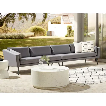 Pohovka Venkovní pohovka šedá polyesterové čalounění 4místná zahradní pohovka UV vodě odolné moderní design obývací pokoj Beliani