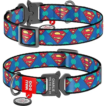 Obojek pro psa WAUDOG obojek nylonový DC Superman Logo Fastex QR (33-49cm/2,5cm)