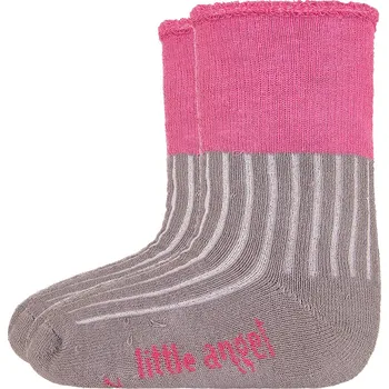 Oblečení a móda Little Angel ponožky froté Outlast® - tm.šedá/růžová Velikost: 20-24 | 14-16 cm