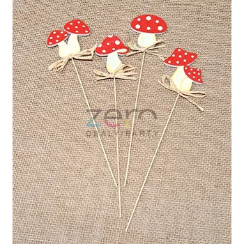 Zápich muchomůrka dřevěná (12 ks) - barevný