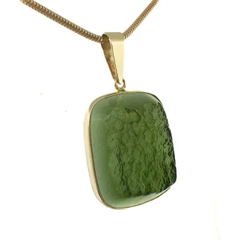 Přívěsek Zlatý přívěs s vltavínem 40mm x 13mm