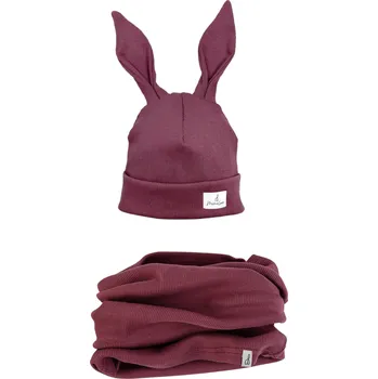 Dívčí mikina Mimilove Sada čepičky KRÁLÍČEK s nákrčníkem Pivoňka 2-4 let