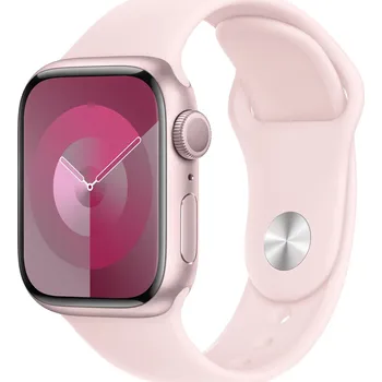 Chytré hodinky Apple Watch Series 9 41 mm, růžový hliník se světle růžovým sportovním řemínkem S/M