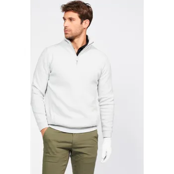 Pánský svetr INESIS Pánský golfový svetr se zipem u krku větruodolný MW500 4XL ŠEDÁ