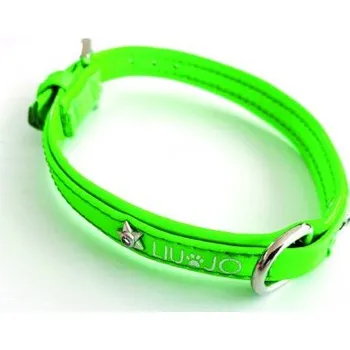 Obojek pro psa LIU JO Fluoreskující obojek z eco kůže šířka 1,5 cm obvod krku 28-33 cm leská zelená světlá vel. M