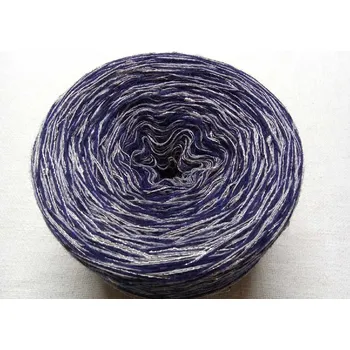 Příze Merino Marine-blue-Grey 3-nitka 1000m s nopkovou nitkou (Duhové merino klubko s nopky Marine-blue-Grey)