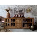 Hnědá dřevěná komoda se šuplíky a prosklenými dvířky Marseille - 220*45*80 cm