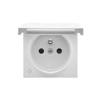 Elektrická zásuvka SIMON TGZ1BUZP/AB111 Kryt zásuvky, s uzemněním, IP44, víčko v barvě krytu, antibakteriální bílá
