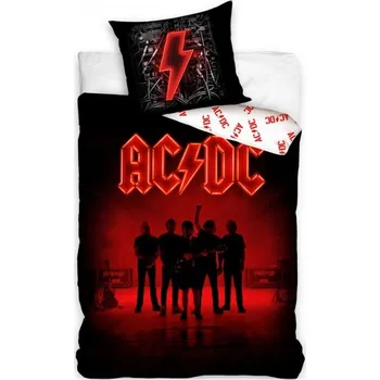 Povlečení Carbotex AC/DC Power Up černé/červené 140 x 200, 70 x 90 cm zipový uzávěr