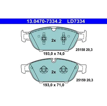 Brzdová destička Sada brzdových destiček, kotoučová brzda ATE 13.0470-7334.2