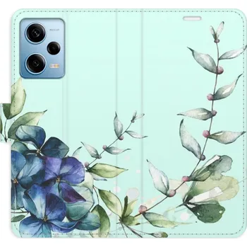 Pouzdro na mobilní telefon Flipové pouzdro iSaprio - Blue Flowers - Xiaomi Redmi Note 12 Pro 5G / Poco X5 Pro 5G