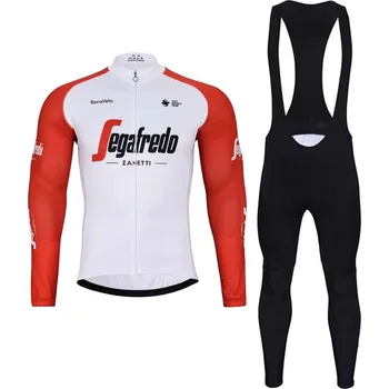 cyklistický dres BONAVELO Cyklistický zimní dres a kalhoty - TREK 2024 WINTER - červená/bílá/černá