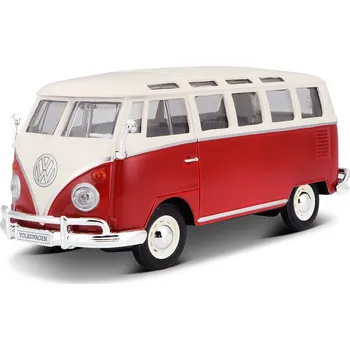 autíčko Maisto Volkswagen Van Samba 1:25 bílo/červená - expresní doprava
