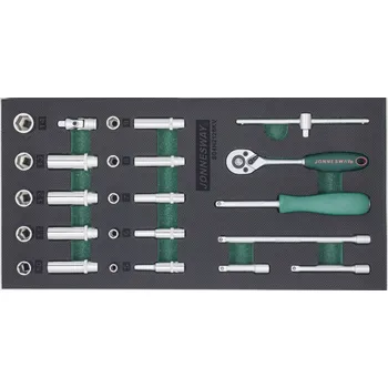 Nářadí pro automobil Modul pěnový - gola sada 1/4", 6hranné hlavice 5 - 14 mm, 26 dílů - JONNESWAY S04H2126KV