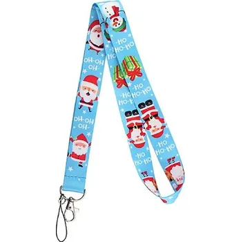 Lanyard Šňůrka na krk vánoční modrá