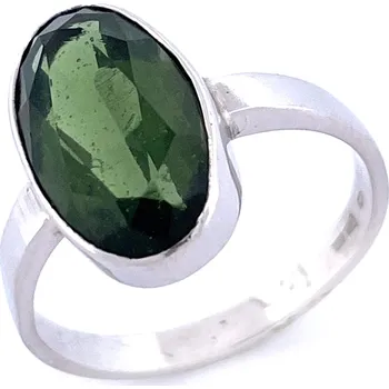 Prsten Stříbrný prsten s vltavínem 1,2 cm x 1 cm