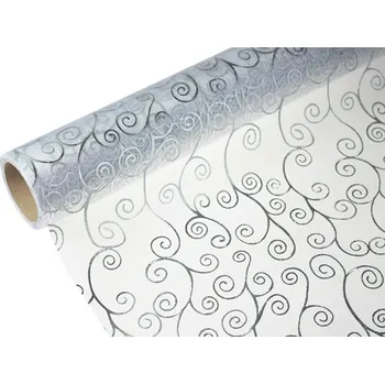 Party dekorace Organza 39cm x 8m ornament silver