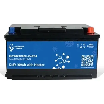 Trakční baterie Ultimatron France LiFePO4 baterie 12V 100Ah s BMS a Smart bluetooth, vyhřívaný od 5° do -35°C (Vyhřívaný lithiový akumulátor LiFePO4 s bluetooth monitoringem s pomocí smartphone aplikace)