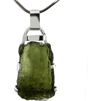 Přívěsek Stříbrný přívěsek s neopracovaným vltavínem 2,7 cm x 1,8 cm