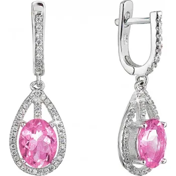 Náušnice Stříbrné náušnice visací slzy s růžovým zirkonem 11480.3 rose