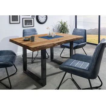 Jídelní stůl Jídelní stůl Palisandr 160x90x77 přírodní pískovaný / U-nohy antracit lesklý METALL 5