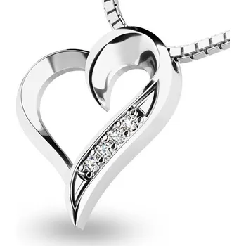 Přívěsek Dámský přívěsek bílé zlato 585/1000 přírodní diamant 0.060 ct G/SI srdce 10873-B bez řetízku