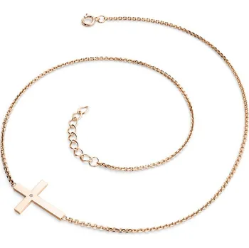 Náhrdelník Dámský náhrdelník růžové zlato 585/1000 přírodní diamant 0.006 ct G/SI křížem a v růžovém 10947-NH01-CV délka 45 cm