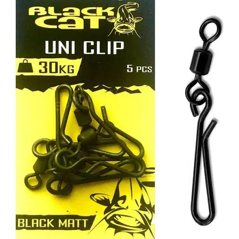 Black Cat UNI Clip, 5ks (Obratlík s karabinou, do které velmi rychle cokoli upnete.)