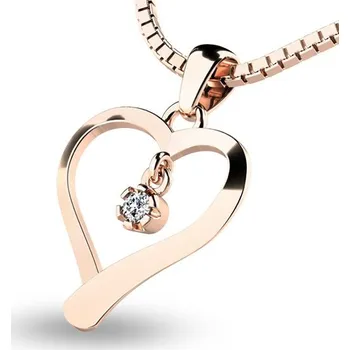 Oblečení a móda Dámský přívěsek přírodní diamant 0.031 ct G/SI srdce 10918-CV-DIA délka řetízku 42 cm