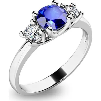 Prsten Dámský prsten bílé zlato 585/1000 přírodní diamant 0.50 ct G/SI safír 10803B-SAF velikost 57