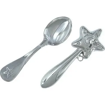 Stříbrná sada chrastítko a lžička s hvězdou