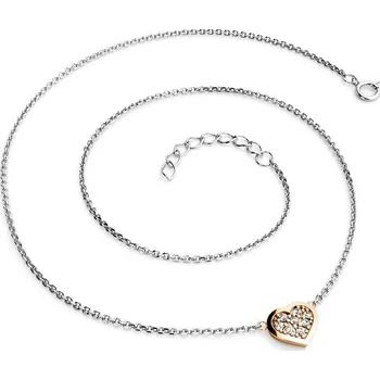 Náhrdelník Dámský náhrdelník přírodní diamant 0.176 ct G/SI růžovým srdce a brilianty 10877-NH01-BCV délka 40 cm