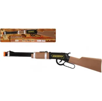 Dětská zbraň Puška/Pistole opakovací kovbojská plast 62x10cm na baterie se světlem na kartě