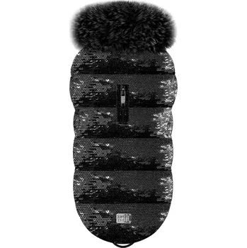 Obleček pro psa MILK&PEPPER Kabát pro psy Alya třpytivý černý Velikost: 38