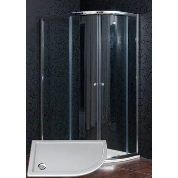 ARTTEC Sprchový kout čtvrtkruhový KLASIK 120 x 80 cm čiré sklo s vaničkou z litého mramoru STONE levé provedení PAN00933