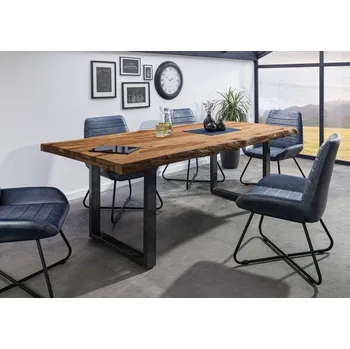 Jídelní stůl Jídelní stůl Palisandr 220x100x77 přírodní pískovaný / U-nohy antracit lesklý METALL 5