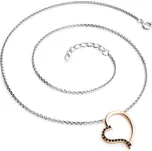 Dámský náhrdelník zlato mix 585/1000 přírodní diamant 0.082 ct srdce s černé 10948-NH01-CVB-Black délka 42 cm