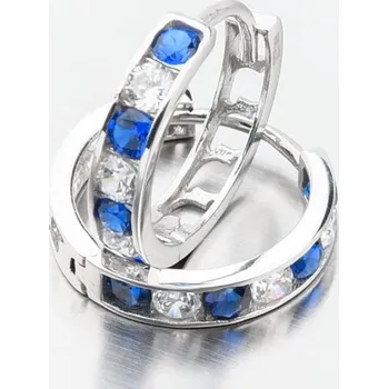 Šperk Dámské náušničky bílé zlato 585 zirkon kroužky 612A-006