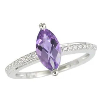 Prsten Dámský prsten bílé zlato 585/1000 přírodní diamant 1.10 ct přírodním ametyst GKW54021AME velikost 54