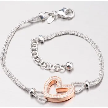Šperk Dámský náramek stříbro 925 se srdíčkem B1600466-2196-SLX délka 19 cm