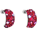 Stříbrné náušnice visací s krystaly Swarovski červené půlkruh 31164.3 cherry