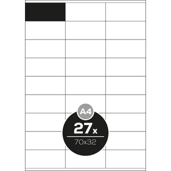 Speciální papír Etikety Top Stick A4/100 ks, 70x32 mm - 27 etiket, bílé