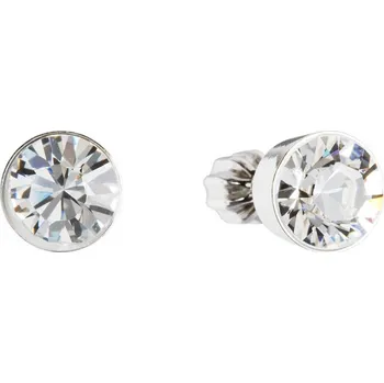 Náušnice Stříbrné náušnice pecka s krystaly Preciosa bílé kulaté 31113.1 crystal
